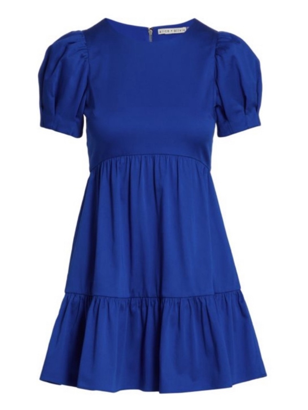 Alice + Olivia Royal Blue Tiered Puff Sleeve Mini Dress - Picture 4 of 8